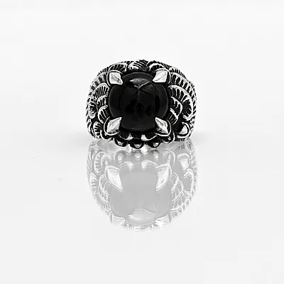 Inel gheare dragon negru Argint - 1