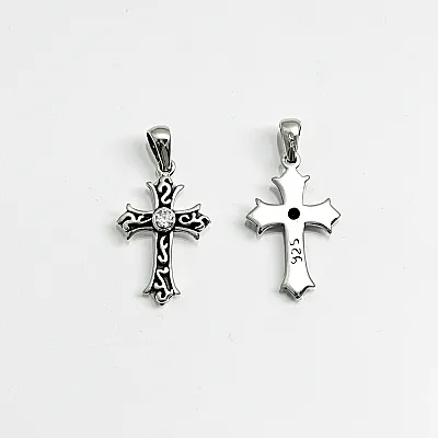 Pandantiv cruce gotica broderie s Argint - 5