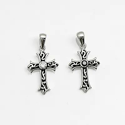 Pandantiv cruce gotica broderie s Argint - 1