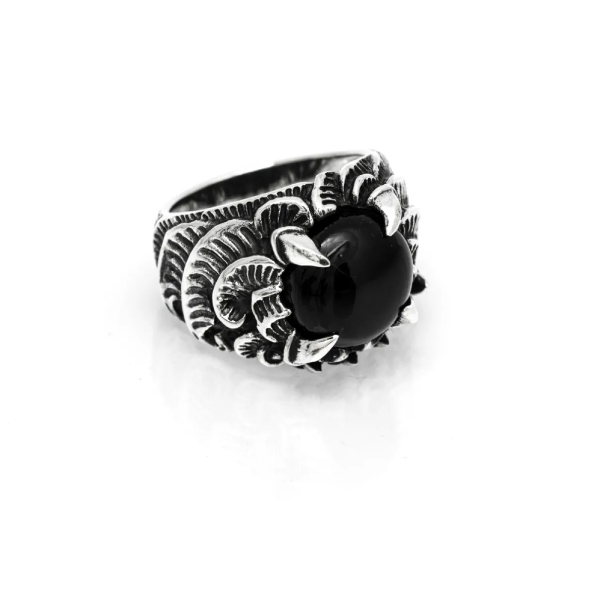 Inel gheare dragon negru Argint