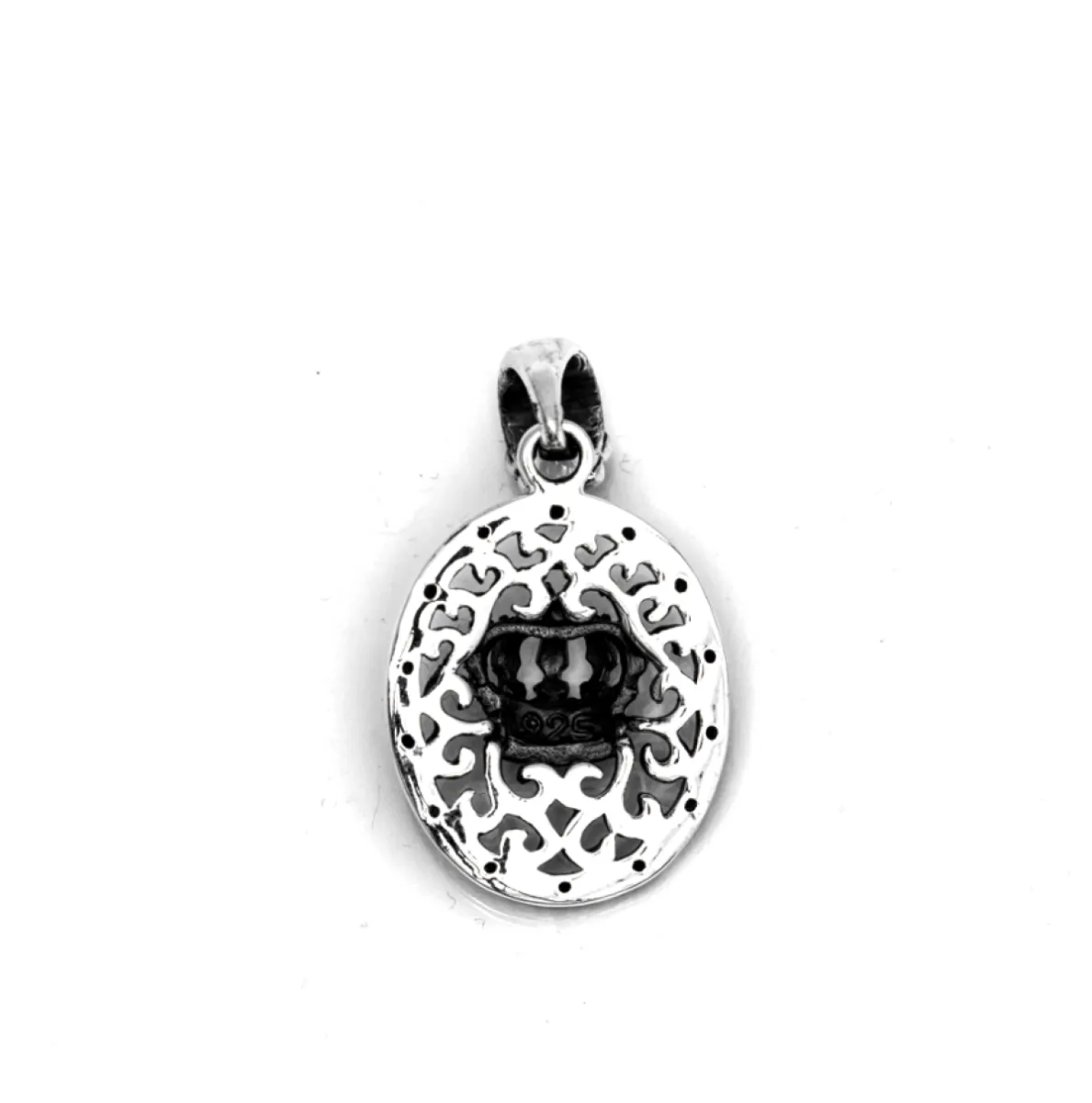 Pandantiv oval coronana c.z.negre Argint