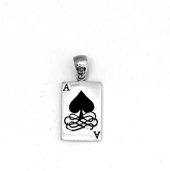 Pandantiv carte as de pica Argint
