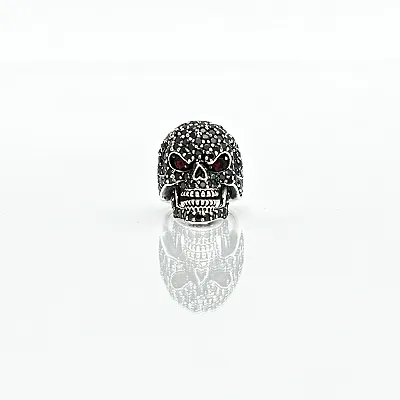 Inel craniu zirconii negre Argint - 2