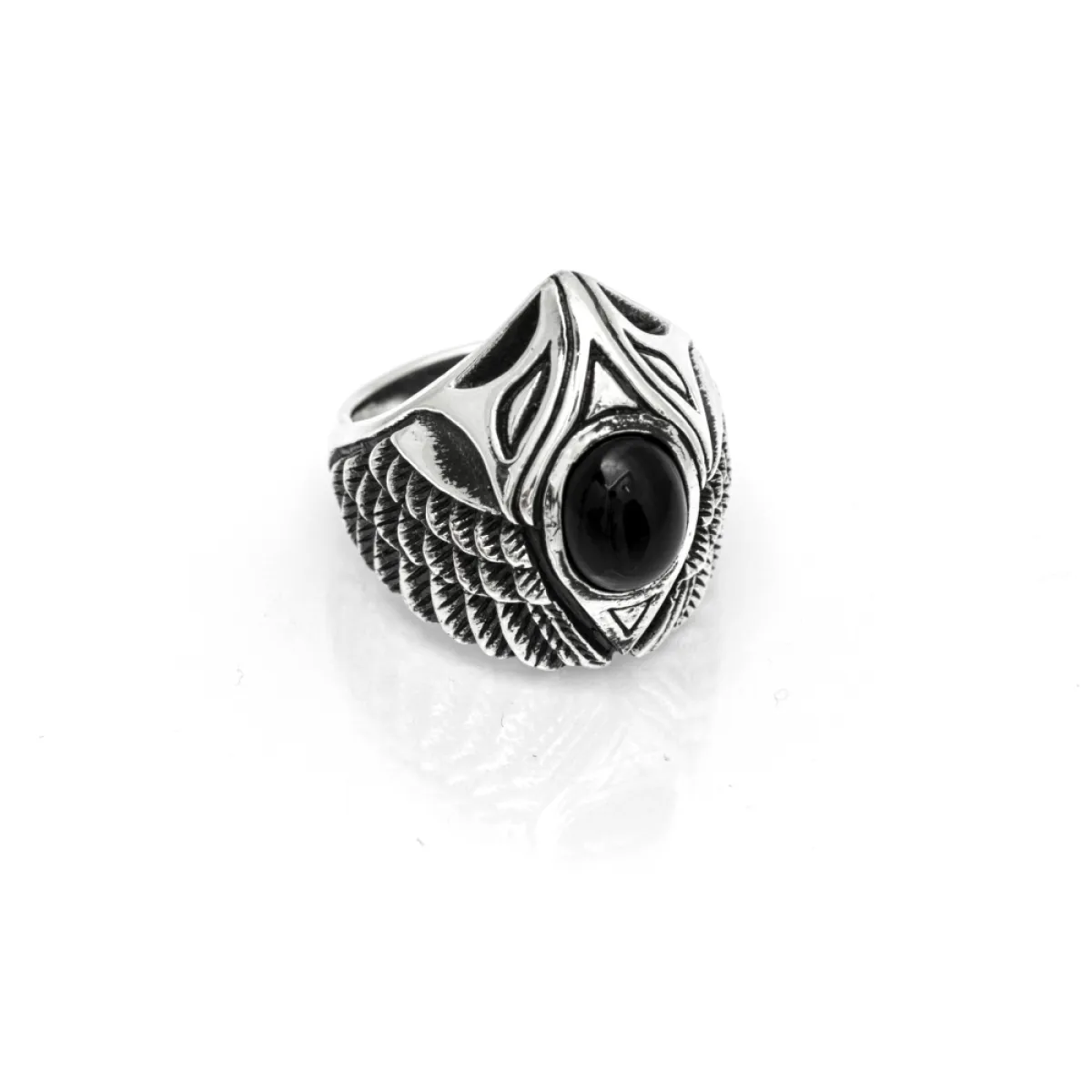 Inel cap de vultur onix Argint