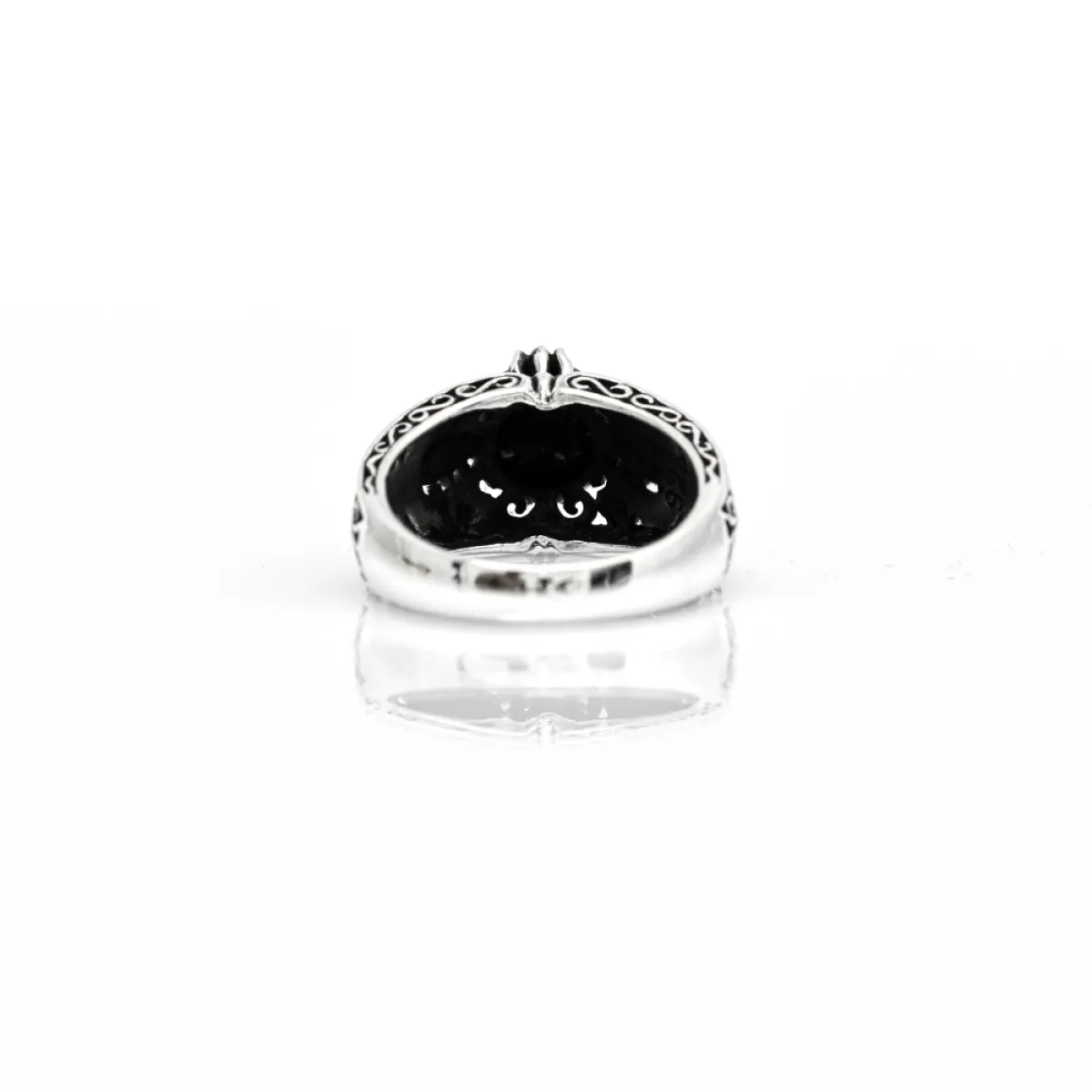Inel broderie fina zirconiu negru Argint
