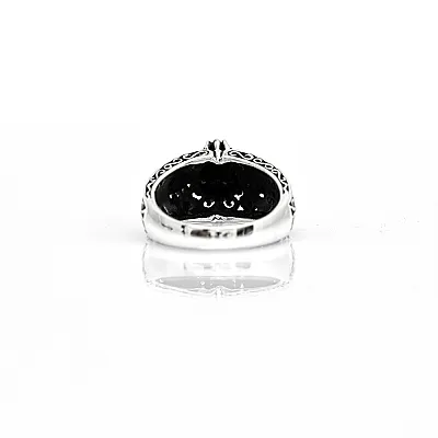 Inel broderie fina zirconiu negru Argint - 3