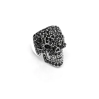 Inel craniu zirconii negre Argint - 1