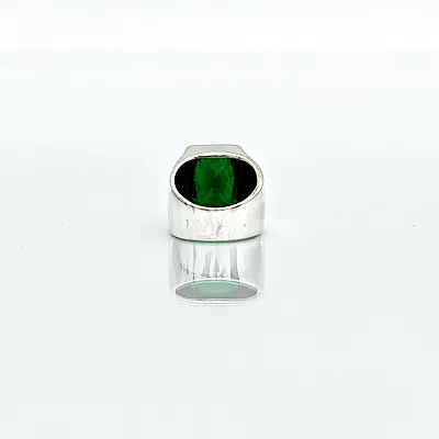 Inel simplu dreptunghiular zirconiu verde Argint - 3