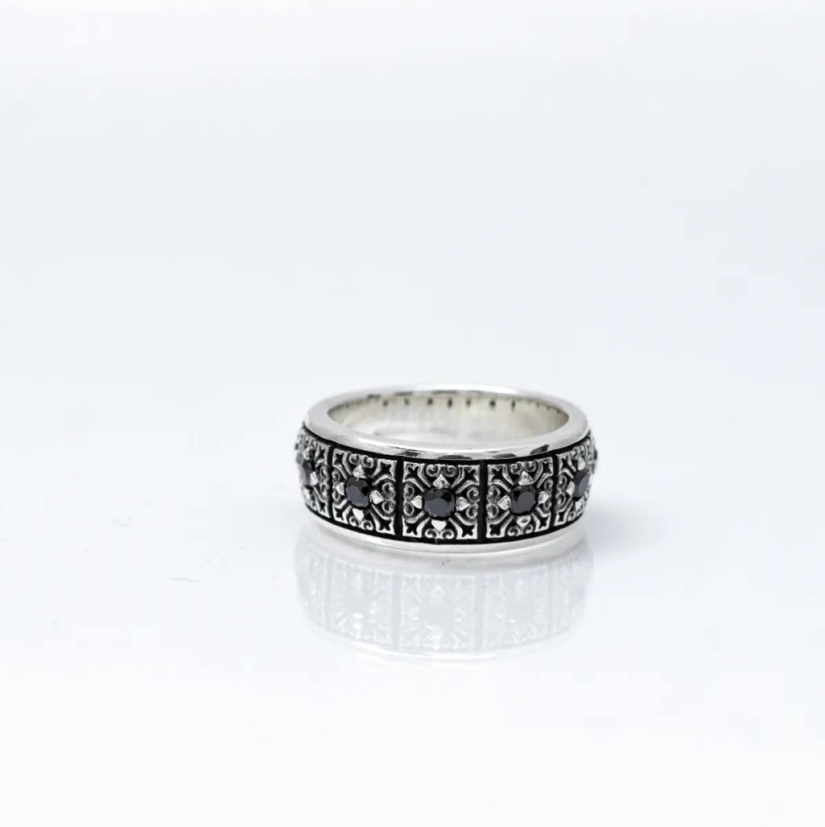 Verigheta patrate c.z.negre Argint