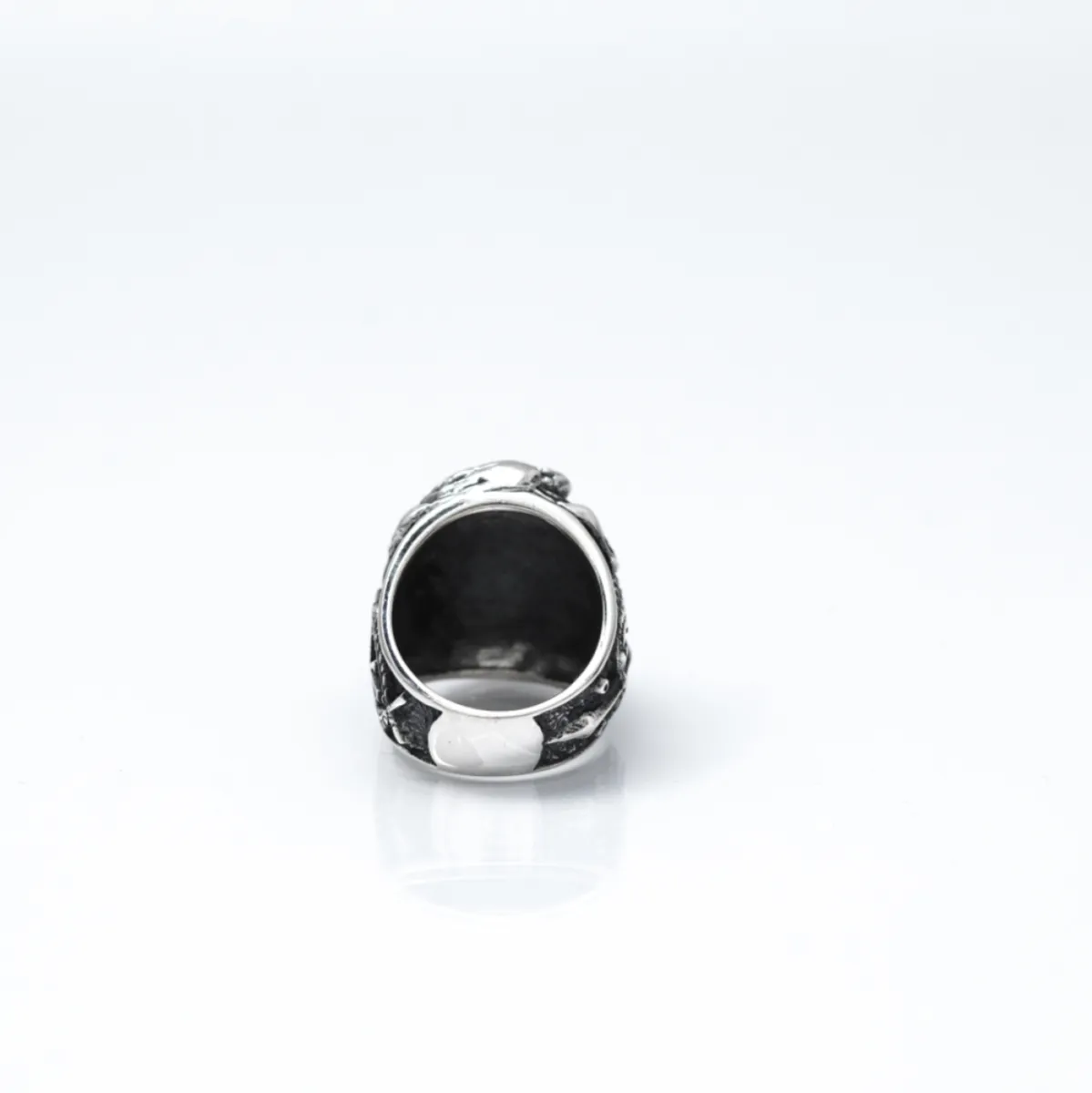 Inel gotic oval vultur onix Argint