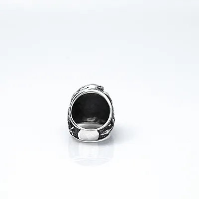 Inel gotic oval vultur onix Argint - 4