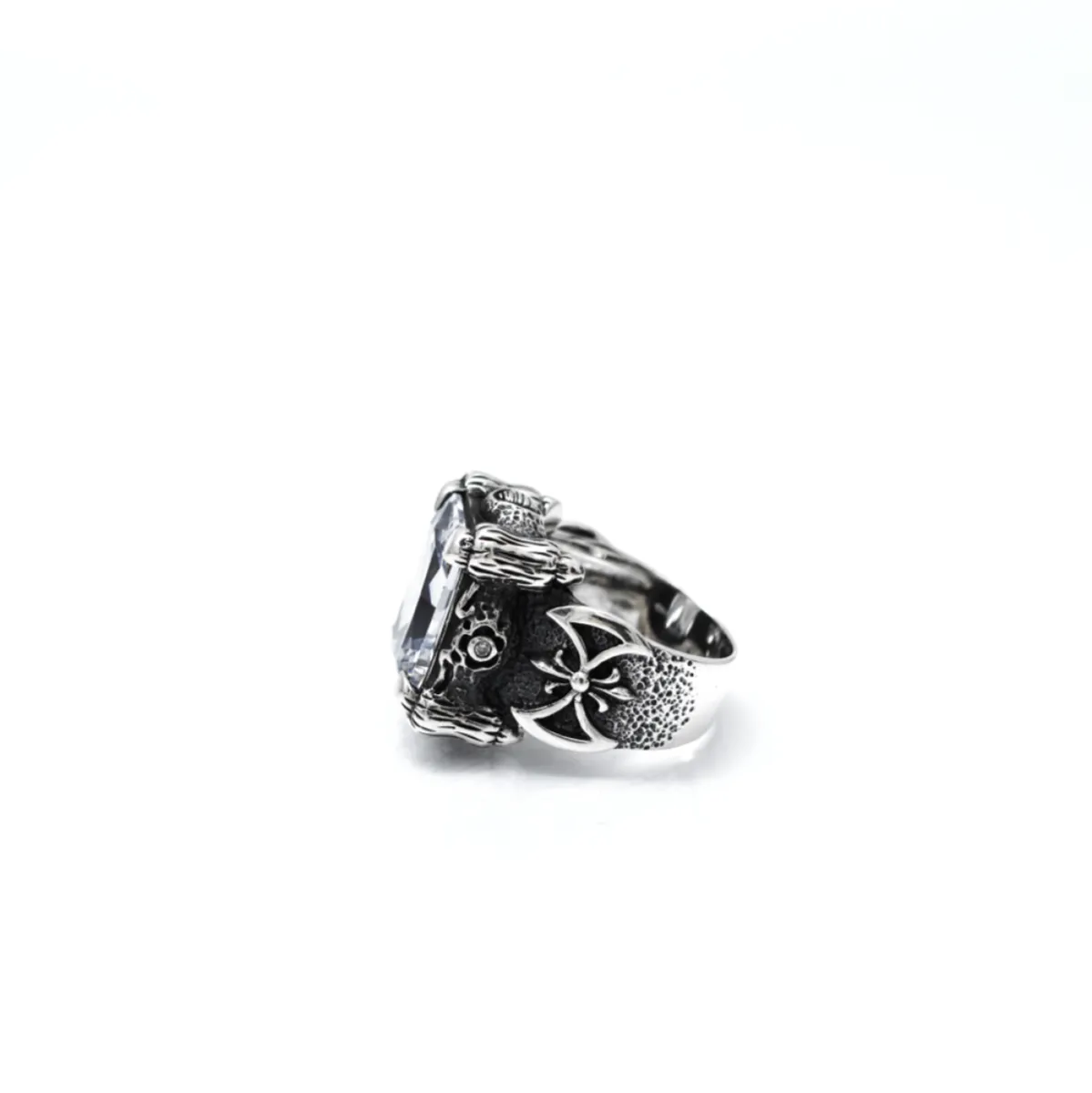 Inel gotic topor viking transparent Argint