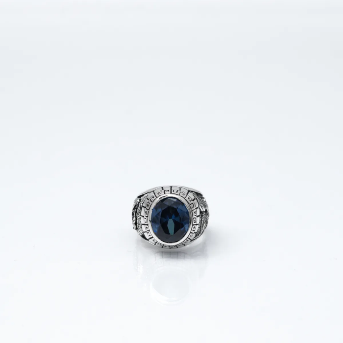 Inel gotic dragon vultur bleu Argint