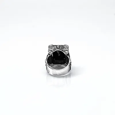 Inel gotic topor viking negru Argint - 3