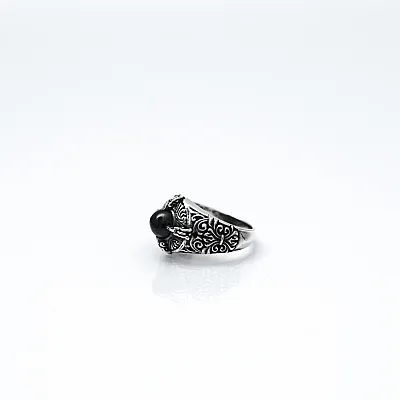 Inel rotund gotic gheare diopsid Argint - 2
