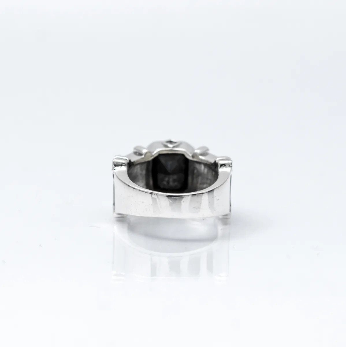 Inel gotic cavaler zirconiu negru Argint
