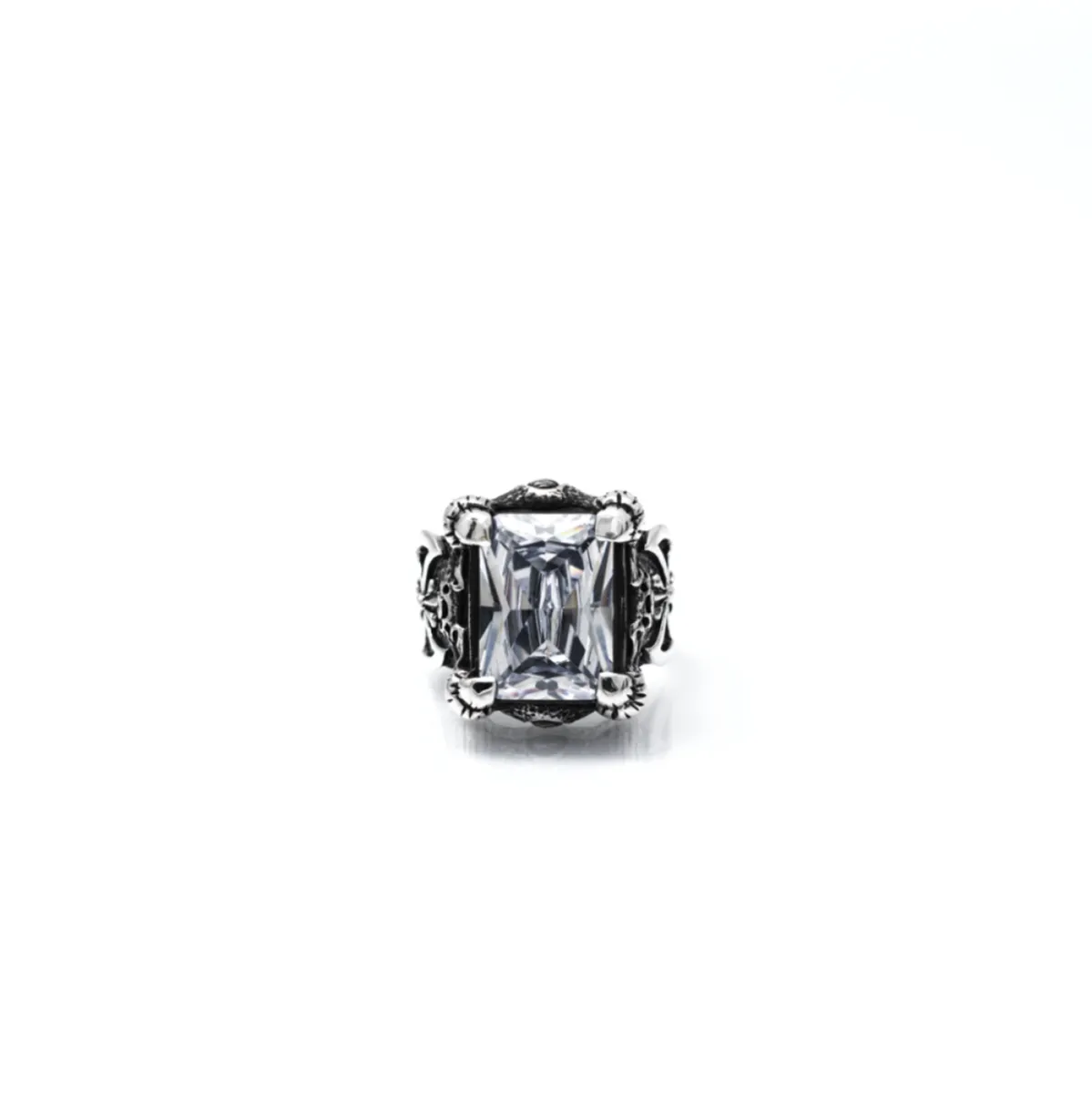 Inel gotic topor viking transparent Argint