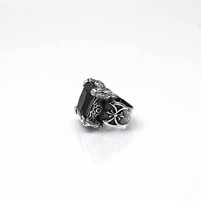 Inel gotic topor viking negru Argint - 2