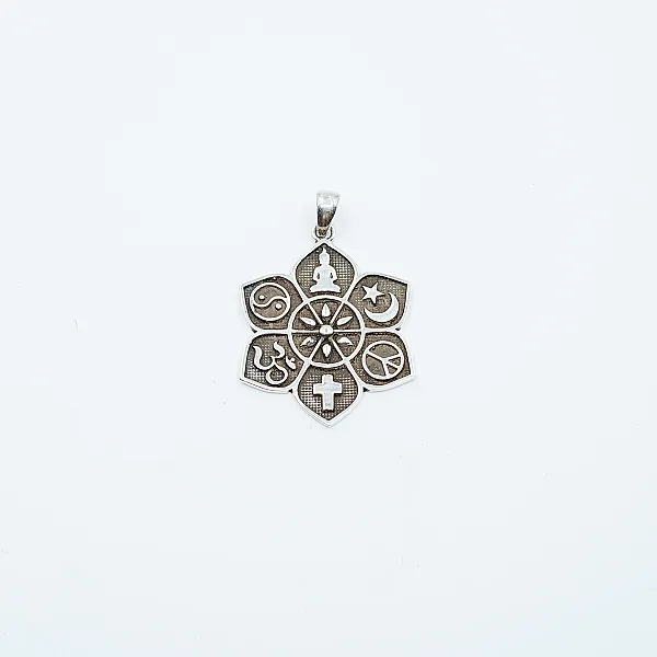 Pandantiv mantra floare de lotus Argint