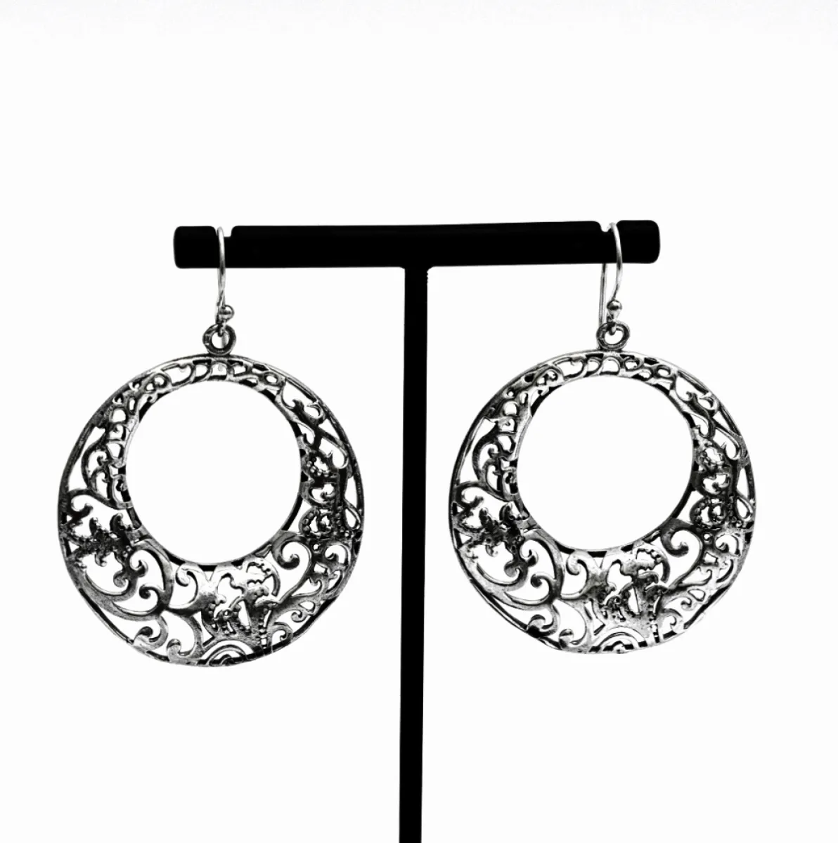 Cercei cerc gol floral xl Argint