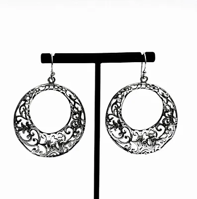 Cercei cerc gol floral xl Argint - 1