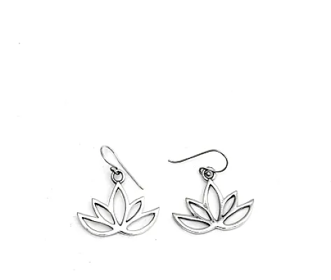 Cercei contur floare de lotus Argint - 1