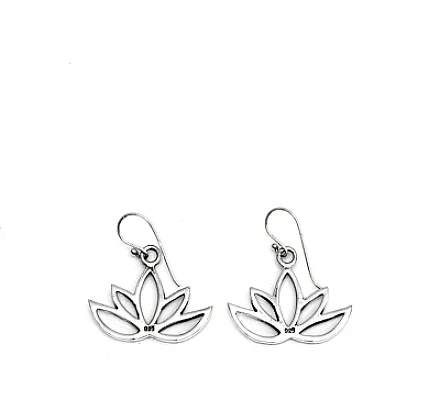 Cercei contur floare de lotus Argint - 2
