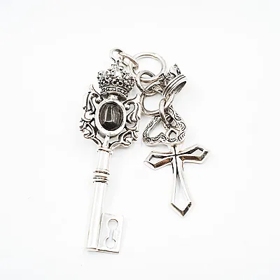 Pandantiv cheie inima coronite cruce Argint - 6