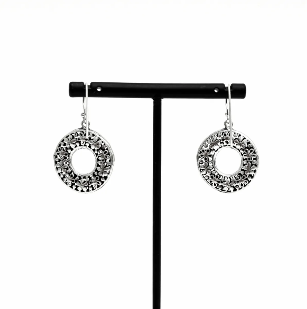 Cercei cerc gol floral Argint