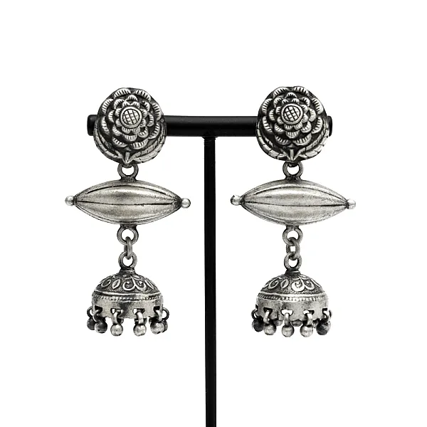 Cercei etnici candelabru floare India Argint