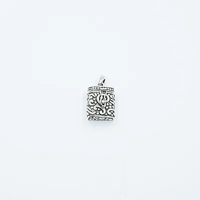 Pandantiv caseta cilindru plat broderie Argint - 3