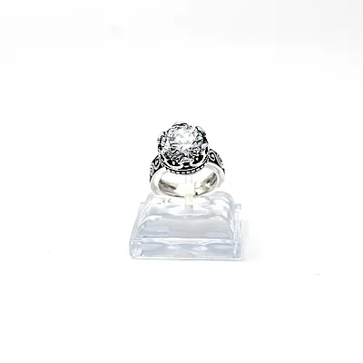 Inel coroana broderie gotica transparent Argint - 2