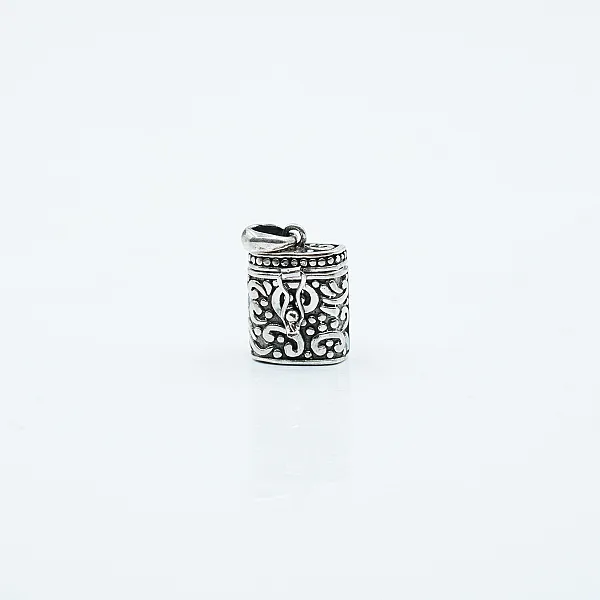 Pandantiv caseta cilindru plat broderie Argint