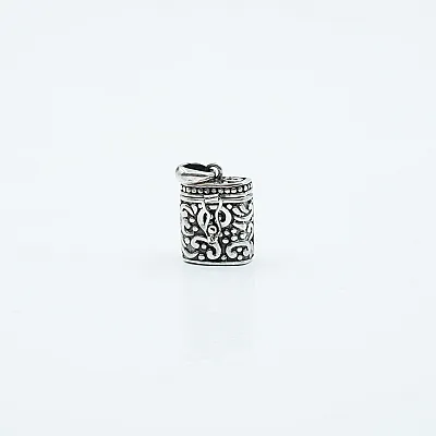 Pandantiv caseta cilindru plat broderie Argint - 1