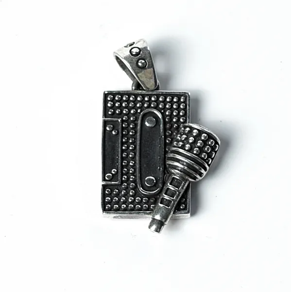 Pandantiv microfon si caseta audio Argint