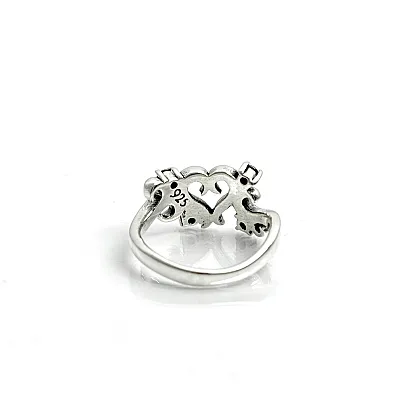 Inel gotic inima zirconiu negru Argint - 3