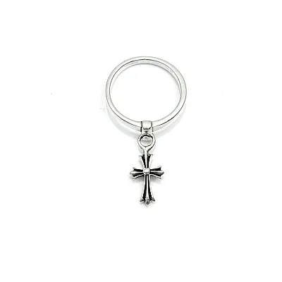 Inel slim cruce gotica flexibila Argint - 1