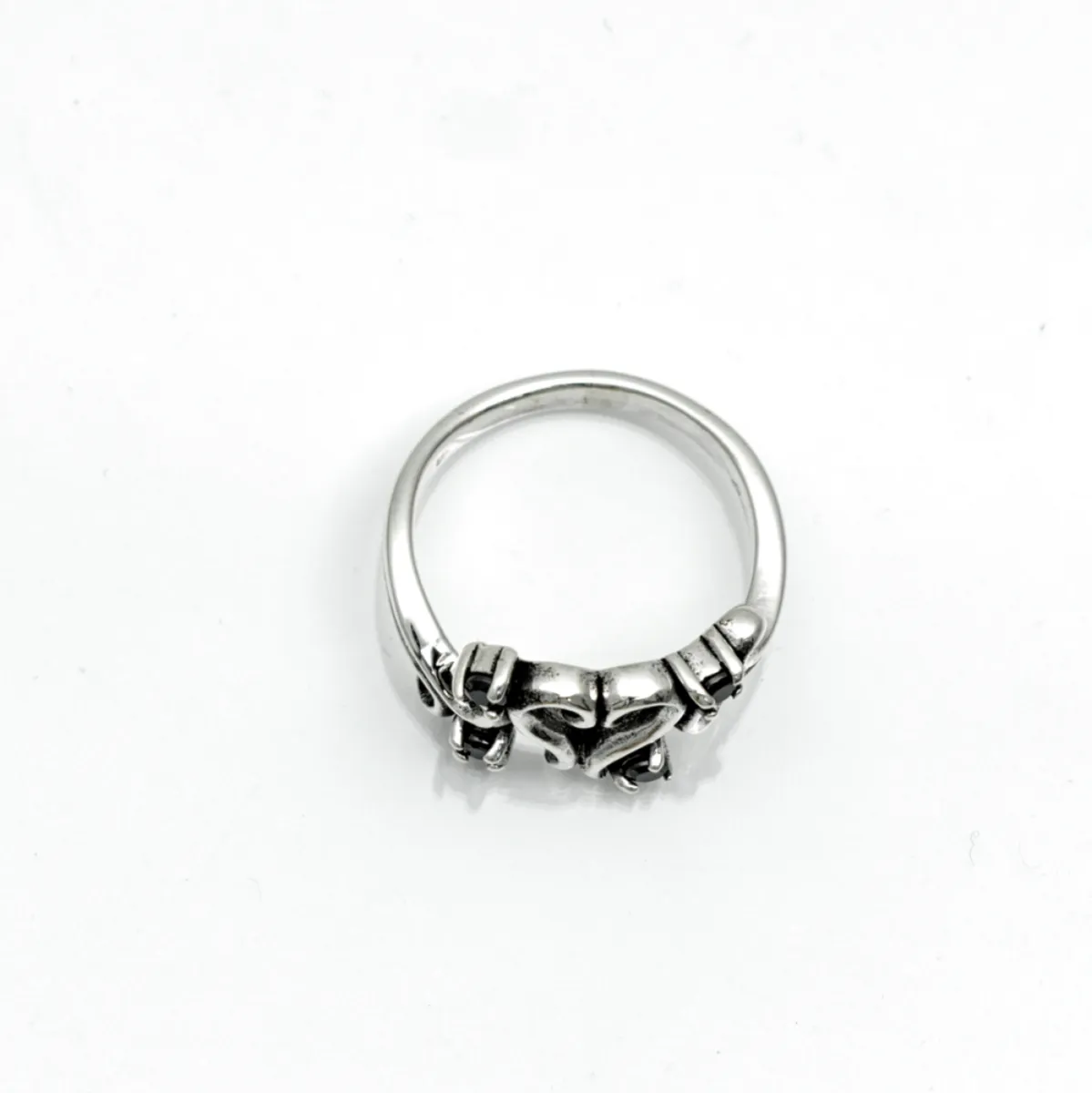 Inel gotic inima zirconiu negru Argint