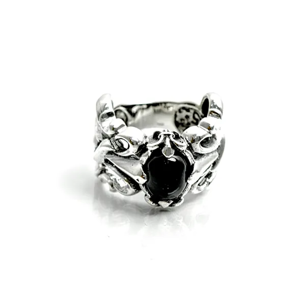 Inel gotic crin imperial onix Argint