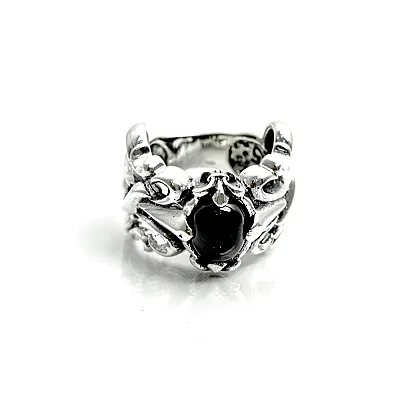 Inel gotic crin imperial onix Argint - 1