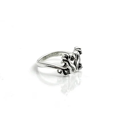 Inel gotic inima zirconiu negru Argint - 4