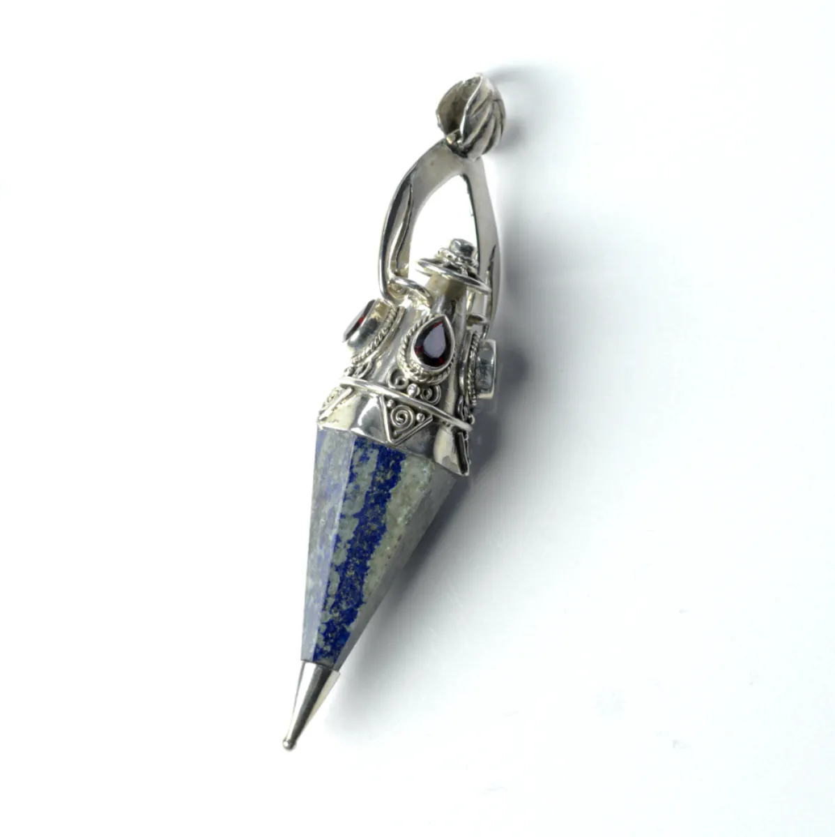 Pandantiv pendul cuarz lapis.granat nr.34 Argint