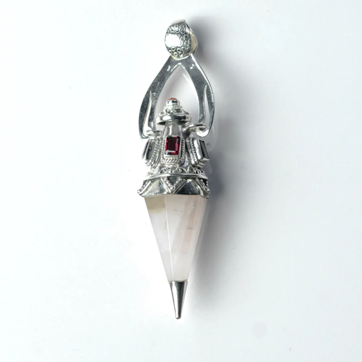 Pandantiv pendul cuarz roz.granat nr.31 Argint
