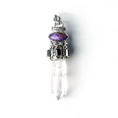 Pandantiv bagheta cuart turcoaz.onix nr.5 Argint - 1