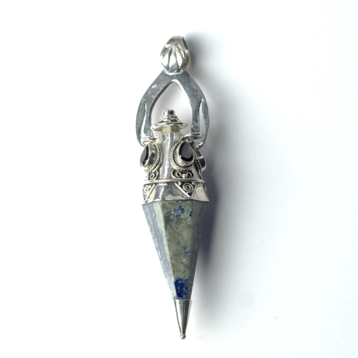 Pandantiv pendul cuarz lapis.granat nr.34 Argint