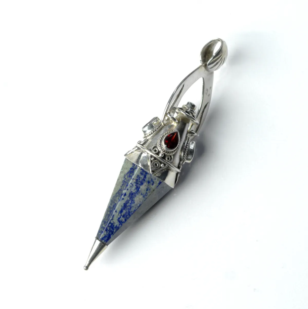 Pandantiv pendul cuarz lapis.granat nr.34 Argint