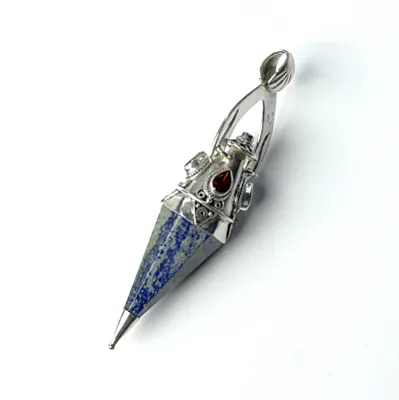 Pandantiv pendul cuarz lapis.granat nr.34 Argint - 2
