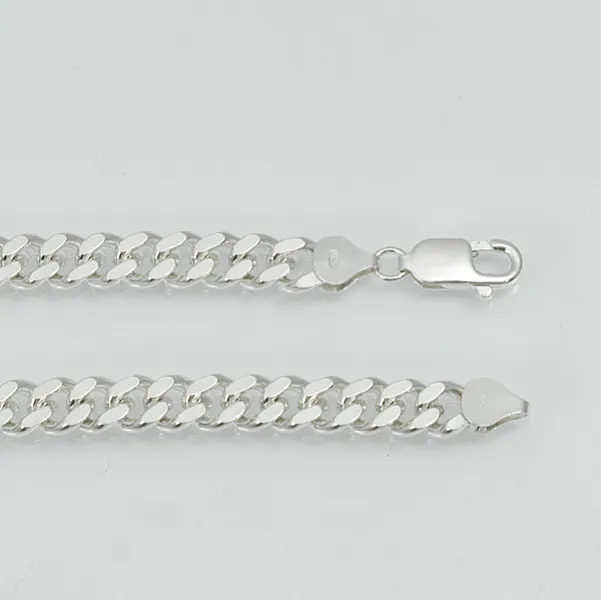 Lant cuban dreptunghiular 8mm Argint