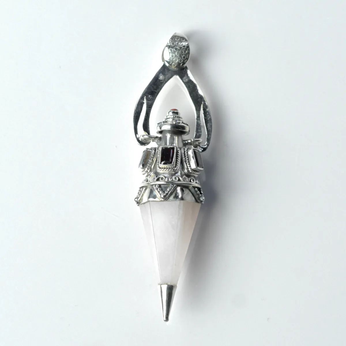 Pandantiv pendul cuarz roz.granat nr.31 Argint