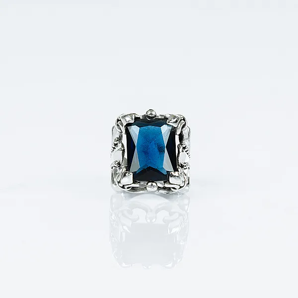 Inel gotic magic blue Argint